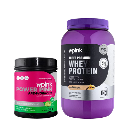 whey protein baunilha – 1 kg + super power pink de limão 300g