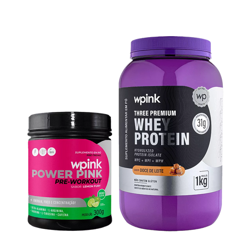 whey protein doce de leite – 1 kg + super power pink de limão – 300g