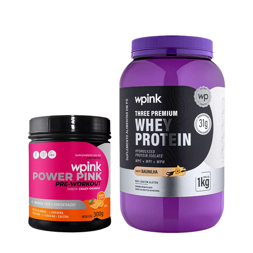 whey protein baunilha – 1 kg + super power pink de laranja 300g