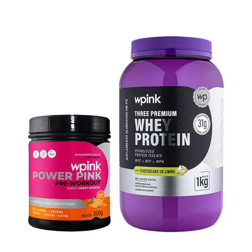 whey protein cheesecake de limão – 1 kg + super power pink de laranja – 300g