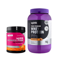 whey protein doce de leite – 1 kg + super power pink de laranja – 300g