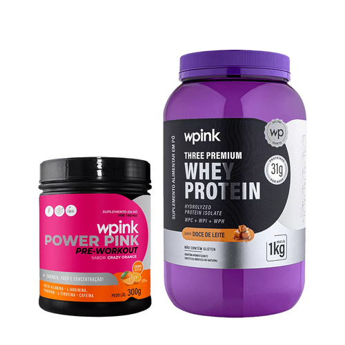 whey protein doce de leite – 1 kg + super power pink de laranja – 300g