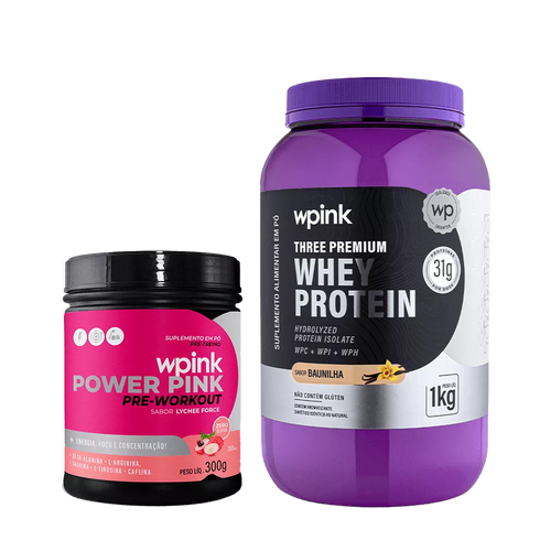 whey protein baunilha – 1 kg + super power pink de lichia 300g