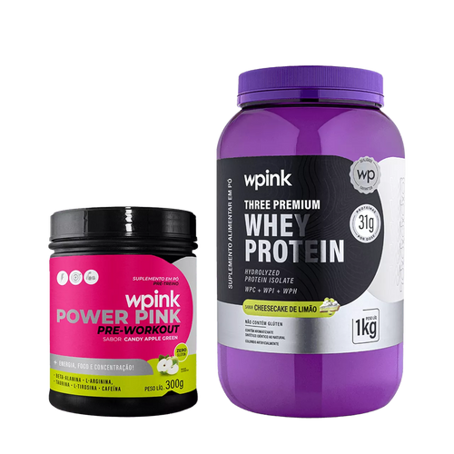 whey protein cheesecake de limão – 1 kg + super power pink de maçã verde – 300g