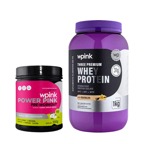 whey protein baunilha – 1 kg + super power pink de maçã verde 300g